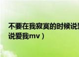 不要在我寂寞的时候说爱我mv现场（不要在我寂寞的时候说爱我mv）