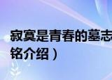 寂寞是青春的墓志铭（关于寂寞是青春的墓志铭介绍）