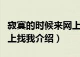 寂寞的时候来网上找我（关于寂寞的时候来网上找我介绍）