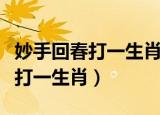 妙手回春打一生肖最佳答案是什么（妙手回春打一生肖）