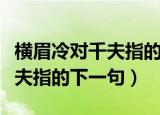 横眉冷对千夫指的下一句是什么（横眉冷对千夫指的下一句）