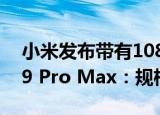  小米发布带有108MP摄像头的Redmi Note 9 Pro Max：规格价格