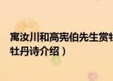 寓汝川和高宪伯先生赏牡丹诗（关于寓汝川和高宪伯先生赏牡丹诗介绍）