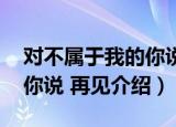 对不属于我的你说 再见（关于对不属于我的你说 再见介绍）