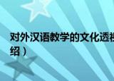 对外汉语教学的文化透视（关于对外汉语教学的文化透视介绍）