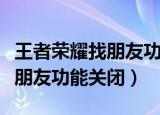 王者荣耀找朋友功能异常怎么办（王者荣耀找朋友功能关闭）