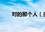 对的那个人（关于对的那个人介绍）