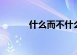 什么而不什么（什么而不什么）