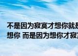 不是因为寂寞才想你就是因为想你才寂寞（不是因为寂寞才想你 而是因为想你才寂寞）