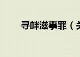 寻衅滋事罪（关于寻衅滋事罪介绍）