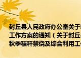 封丘县人民政府办公室关于印发封丘县2015年秋季秸秆禁烧及综合利用工作方案的通知（关于封丘县人民政府办公室关于印发封丘县2015年秋季秸秆禁烧及综合利用工作方案的通知介绍）