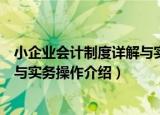 小企业会计制度详解与实务操作（关于小企业会计制度详解与实务操作介绍）