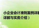 小企业会计准则案例详解与实务（关于小企业会计准则案例详解与实务介绍）