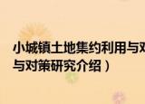 小城镇土地集约利用与对策研究（关于小城镇土地集约利用与对策研究介绍）