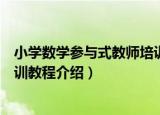 小学数学参与式教师培训教程（关于小学数学参与式教师培训教程介绍）