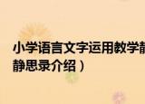 小学语言文字运用教学静思录（关于小学语言文字运用教学静思录介绍）