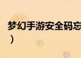 梦幻手游安全码忘记了（梦幻西游安全码填写）