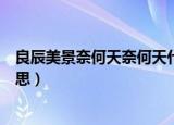良辰美景奈何天奈何天什么意思（良辰美景奈何天是什么意思）